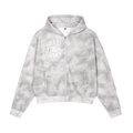 Dirty Washed Zip-Up Fleece Hoodie Flower gray ODMPOD