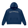 Unisex Oversized Color Block Fleece Hoodie Navy Blue with White ODMPOD