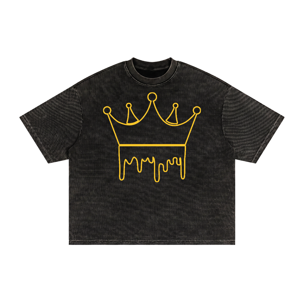 Textured Waffle Washed Boxy T-Shirt Black ODMPOD