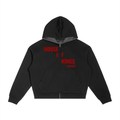 Contrast Plaid Boxy Zip Hoodie Black Zipper Hoodie House of Kings Co.