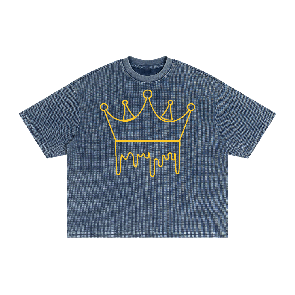 Textured Waffle Washed Boxy T-Shirt Haze Blue ODMPOD