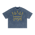 Textured Waffle Washed Boxy T-Shirt Haze Blue ODMPOD