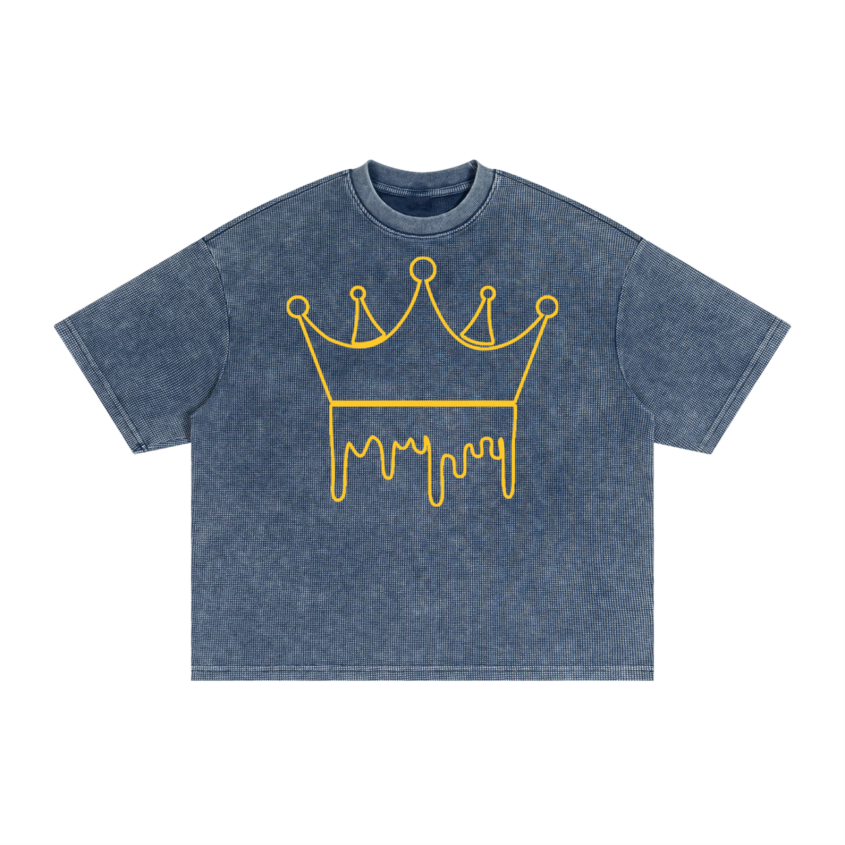 Textured Waffle Washed Boxy T-Shirt Haze Blue ODMPOD