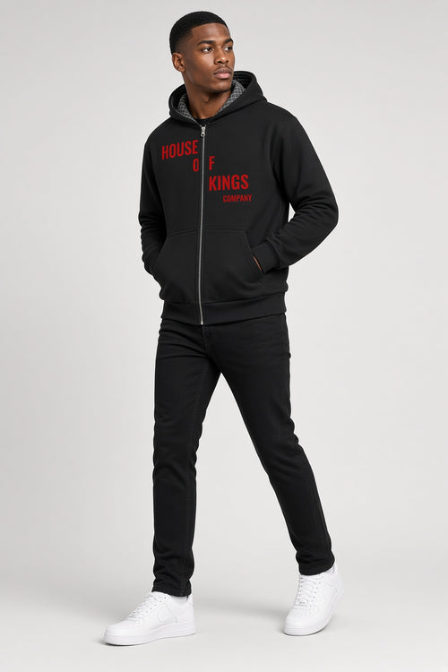 Contrast Plaid Boxy Zip Hoodie Zipper Hoodie House of Kings Co.